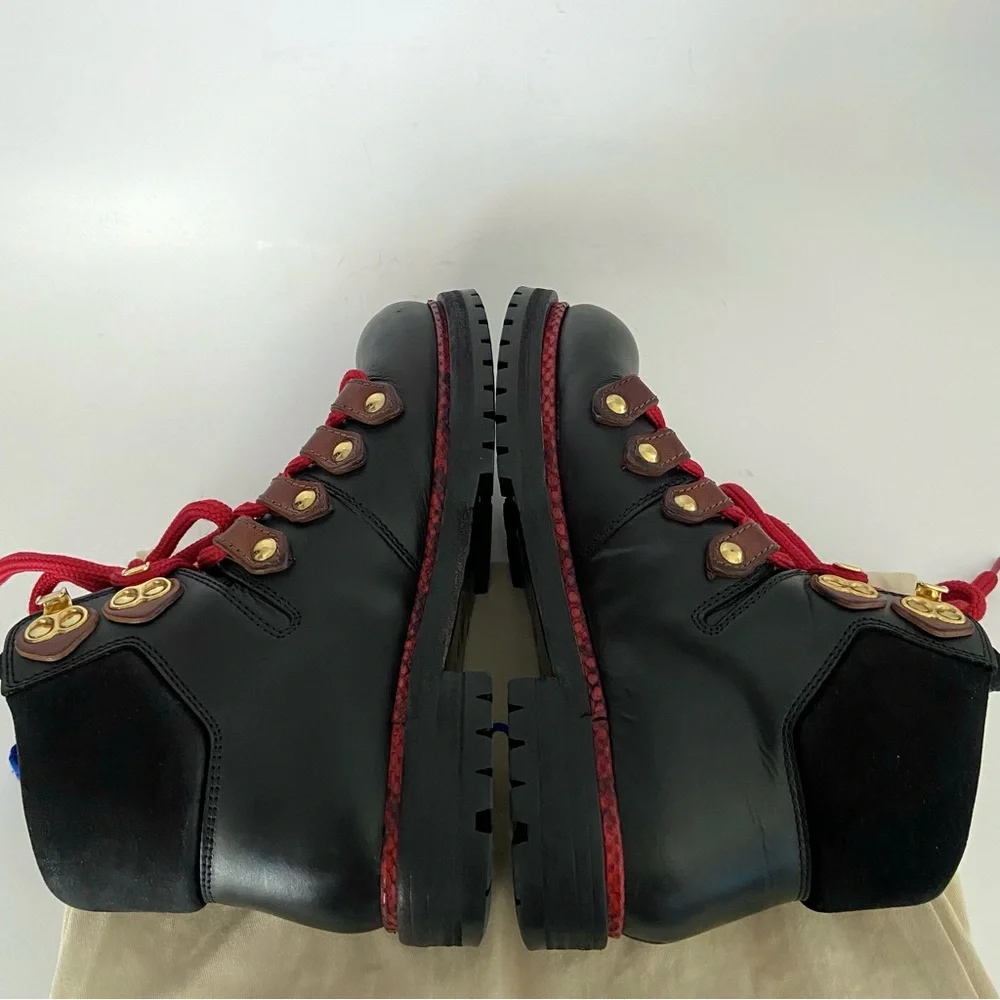 LOUIS VUITTON Leather Lace Up Combat Boots Ankle Booties - Picture 6 of 16